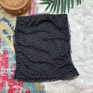 ASOS Black White Polka Dot Strapless Tank Top 8 Tulle Mesh Y2K Style